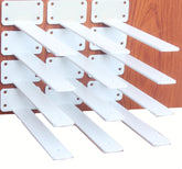 MHMYDZ 8-inch white L-bracket closeup, sturdy steel for strong shelves
