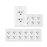 Micmi 20A decorator outlet front view with clean white finish for a safe aesthetic