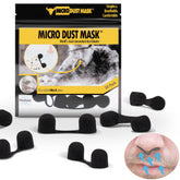 Micro Dust Mask shows dust-blocker nose-filter for nostril protection and reduced inhalation risk
