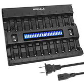 MIEKLALE 20+2 bay charger front view for AA/AAA and 9V batteries.
