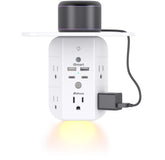 Mifaso wall outlet extender with shelf full view showing organized charging for bedside use