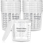 Mifoci pack of 60 clear cups with graduations for precise paint mixing.