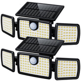 MIHANI three-head solar flood lights deliver wide-angle coverage for yard security.