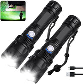 MILAOSHU rechargeable flashlight delivers a 90,000-lumen beam for wide-area illumination