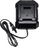 Milestock XH2150-1800 charger front view powering 21.5V tool batteries for reliable on-site charging.