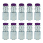 Milton ColorFit HighFlowPRO v-style couplers in purple enable fast, reliable tool connections.