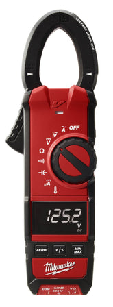 Milwaukee 2236-20 clamp meter with large 1.3 inch jaw for thick conductors.