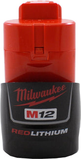 Milwaukee 48-11-2401 battery powering M12 tools with endurance.