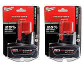 Milwaukee 48-11-2450 battery pack front view with fade-free power in all weather.