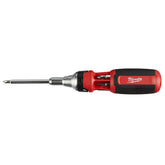 Milwaukee 9-in-1 high torque drive ratcheting multi-bit driver, front view, ideal for quick on-site fastening.