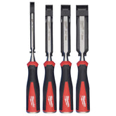 Milwaukee beveled edge chisels set 4pc in action for precise woodworking tasks