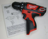 Milwaukee M12 12V 3/8-inch drill driver bare tool with compact design for easy handling.