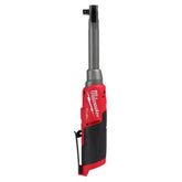 Milwaukee M12 Fuel 3-8-in extended reach tool reaching into tight spaces for overhead work.