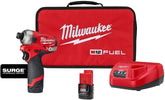 Milwaukee M12 FUEL SURGE hydraulic driver close-up showing compact design and smooth operation