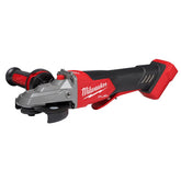 Milwaukee M18 FUEL flathead grinder with paddle switch for precise cuts in tight spaces.