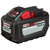Milwaukee M18 HD12.0 front view highlighting 12Ah capacity for longer runtime.