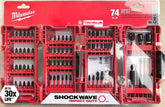 Milwaukee Shockwave 74-piece bit set in case for quick project setup.