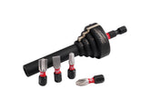 Milwaukee Shockwave conduit reaming bit holder in action, keeps bits organized for fast conduit work.