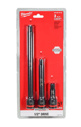 Milwaukee Shockwave extension set side view for quick attachment with 1/2 inch drive