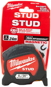 Milwaukee Stud GEN 2 magnetic tape measure with strong hold for quick setup.