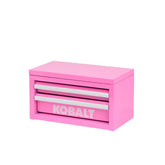 Mini toolbox bubble gum pink front view showing compact tool storage
