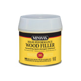 Minwax High-Performance Wood Filler 6-Ounce can label for durable indoor/outdoor repairs