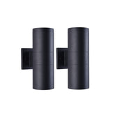 Mirrea modern outdoor porch light 2-pack in matte black for durable exterior illumination.