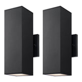 Mirrea porch light two-pack with aluminum rectangular tube provides durable outdoor illumination.