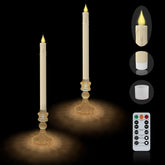 MISSTIME flameless taper candles with diamond base light illuminate elegant tabletops.