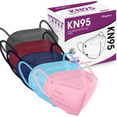 Miuphro KN95 mask color pack front view showing five color options for daily outdoor use