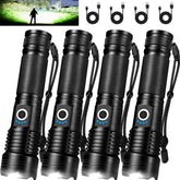 MIXILIN four-pack rechargeable flashlights with a powerful 99k-lumen beam for outdoor use