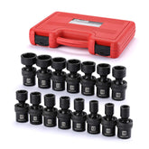 MIXPOWER 15-piece set in case with 1/2-inch drive universal sockets for easy storage.