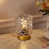 MJ PREMIER battery lamp with diamond texture casts decorative ambient light.