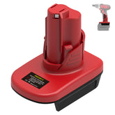 ML18M12 adapter close-up powering a 12V Milwaukee drill