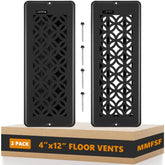 MMFSF floor vent cover 4x12 front view shows a sturdy rust-proof steel construction