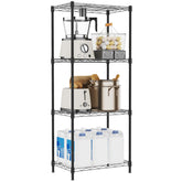 MMZG four-tier shelf side view highlights slim profile for corner storage