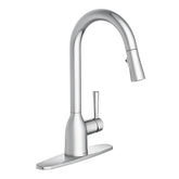 Moen Adler chrome pull-down sprayer in action for flexible cleaning