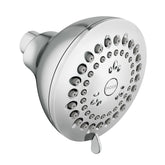 Moen Adler chrome showerhead front view with four spray settings for versatile showers