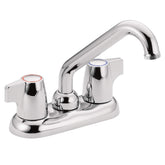 Moen Chateau two-handle utility sink faucet in chrome, ideal for organized laundry tasks.