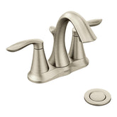 Moen Eva brushed nickel faucet close-up showing durable finish for daily use
