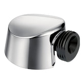 Moen Round Chrome Drop Ell wall connector with a polished chrome finish for a seamless bathroom look.