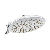 Moen Velocity chrome rainshower head delivers broad coverage for a refreshing rinse.