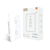 MOES 2.4GHz WiFi wall switch with glass panel for quick lighting control.