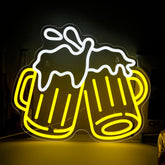 Mojoish beer neon sign wall decor enhances bars and man caves.