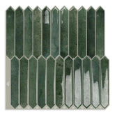 MOONFUN green long hexagon tile backsplash shines on kitchen walls, enabling a quick upgrade.