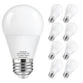 MorningLight dimmable A15 bulb in eight-pack display, long-lasting energy savings.