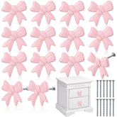 MorningRo pink bow drawer knob on a vintage dresser adds easy charm