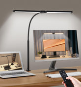 Motumen double-head desk lamp provides wide, soft illumination for focused work.