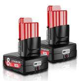 Mounzuikue Milwaukee M12 battery front view with extended capacity for longer use.