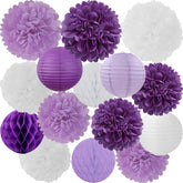 Mprocherify purple and white paper flowers for elegant backdrop decoration